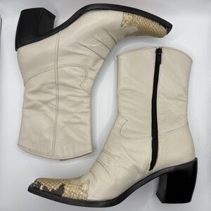 Coca | Italian Leather Boots with Snakeskin Toe | EU 36
